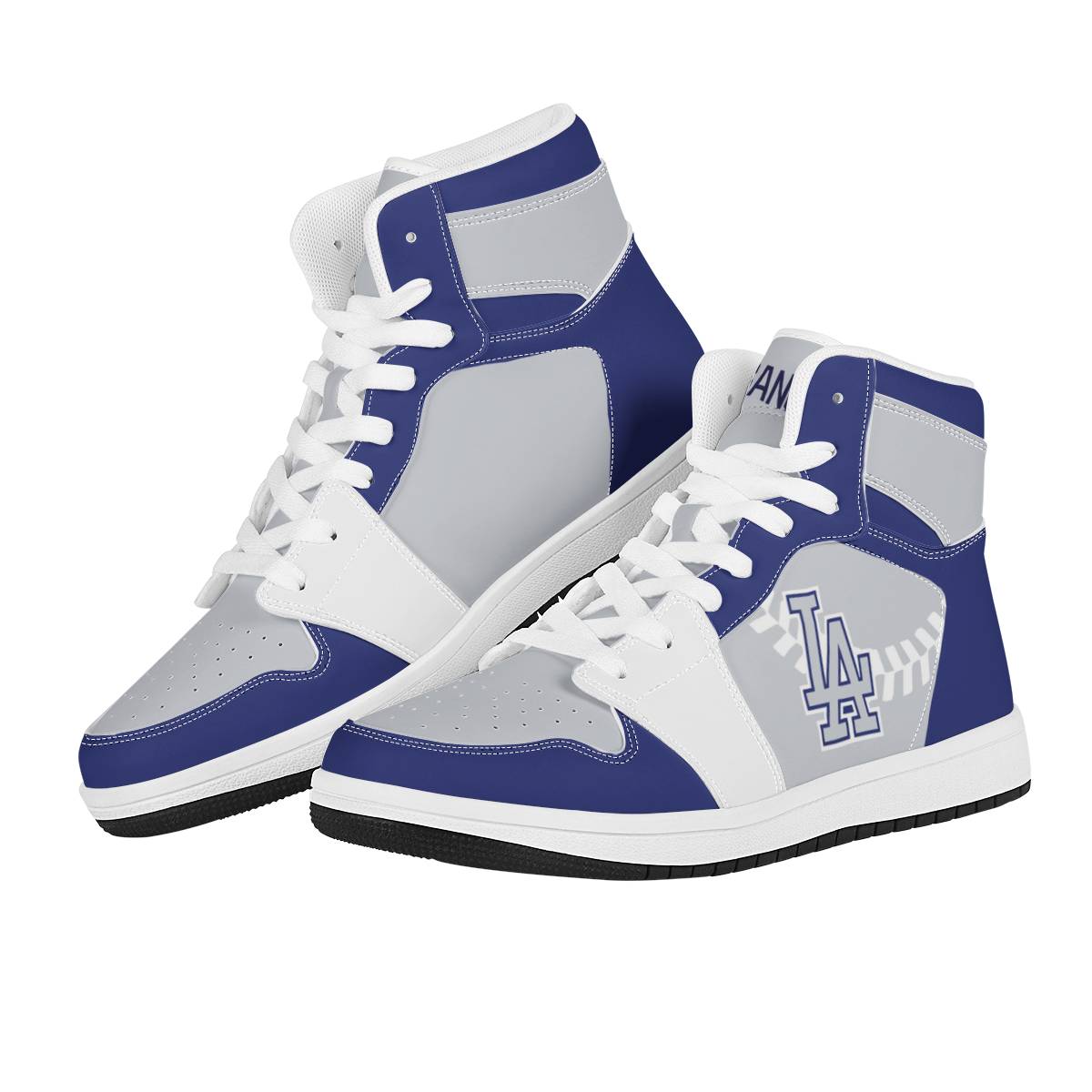 Women's Los Angeles Dodgers High Top Leather AJ1 Sneakers 001